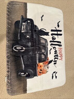 Happy Halloween Truck Pumpkin Mat - Black, Orange, White